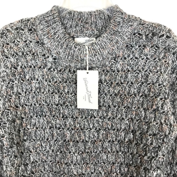 NWT Universal Thread Marled Grey Cable Knit Crew Neck Sweater Women's Size XS - Picture 6 of 6